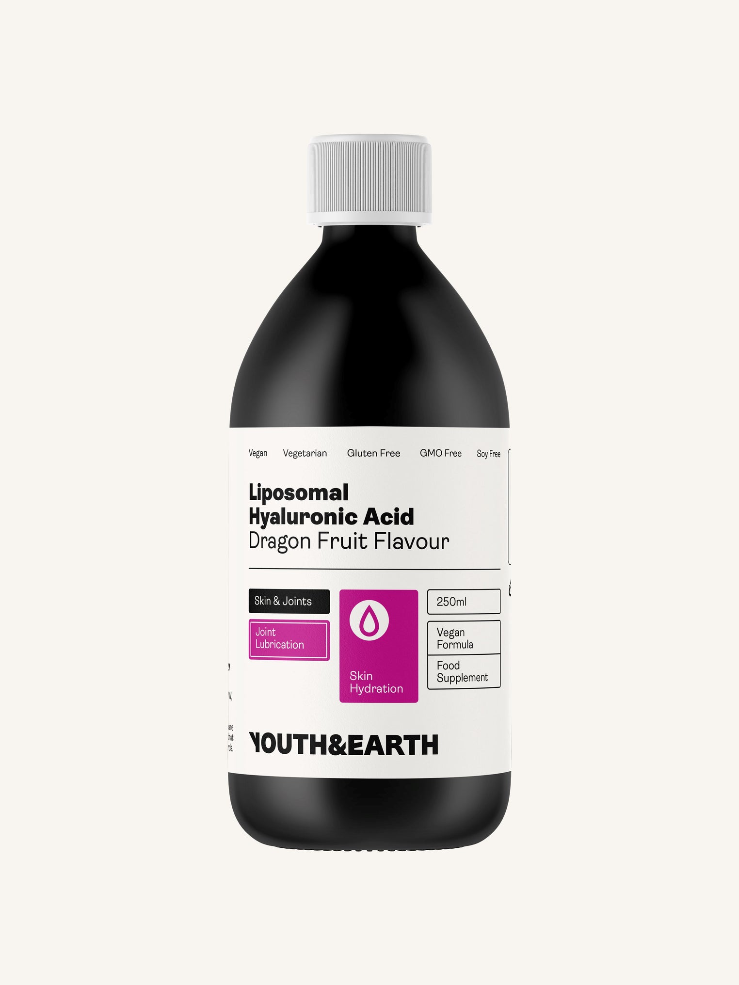 Liposomal Hyaluronic Acid 100mg – Dragon Fruit Flavour, 250ml - Youth & Earth UK Store - Liposomal Products