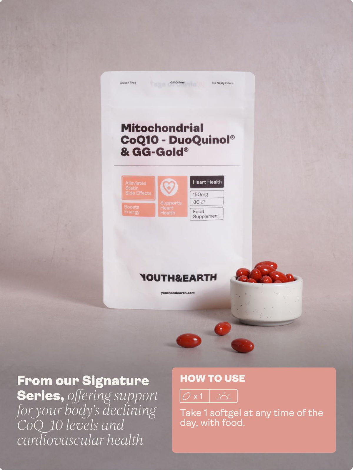 MITOCHONDRIAL CoQ10 (DuoQuinol® & GG-Gold®) Supplement - Youth & Earth UK Store -