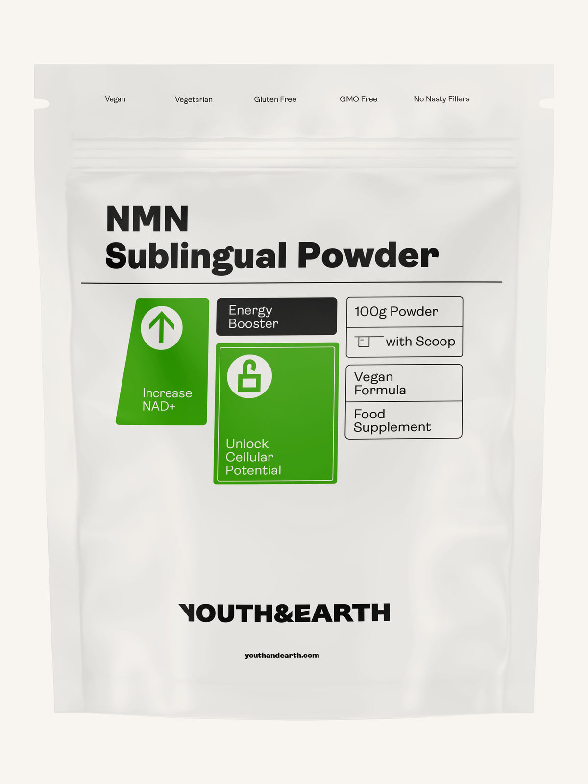 NMN Nicotinamide Mononucleotide Sublingual Powder - Youth & Earth UK Store -