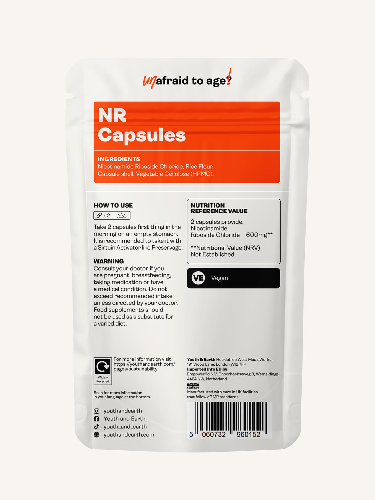 NR Capsules 60 Capsules (300mg) - Youth & Earth UK Store -