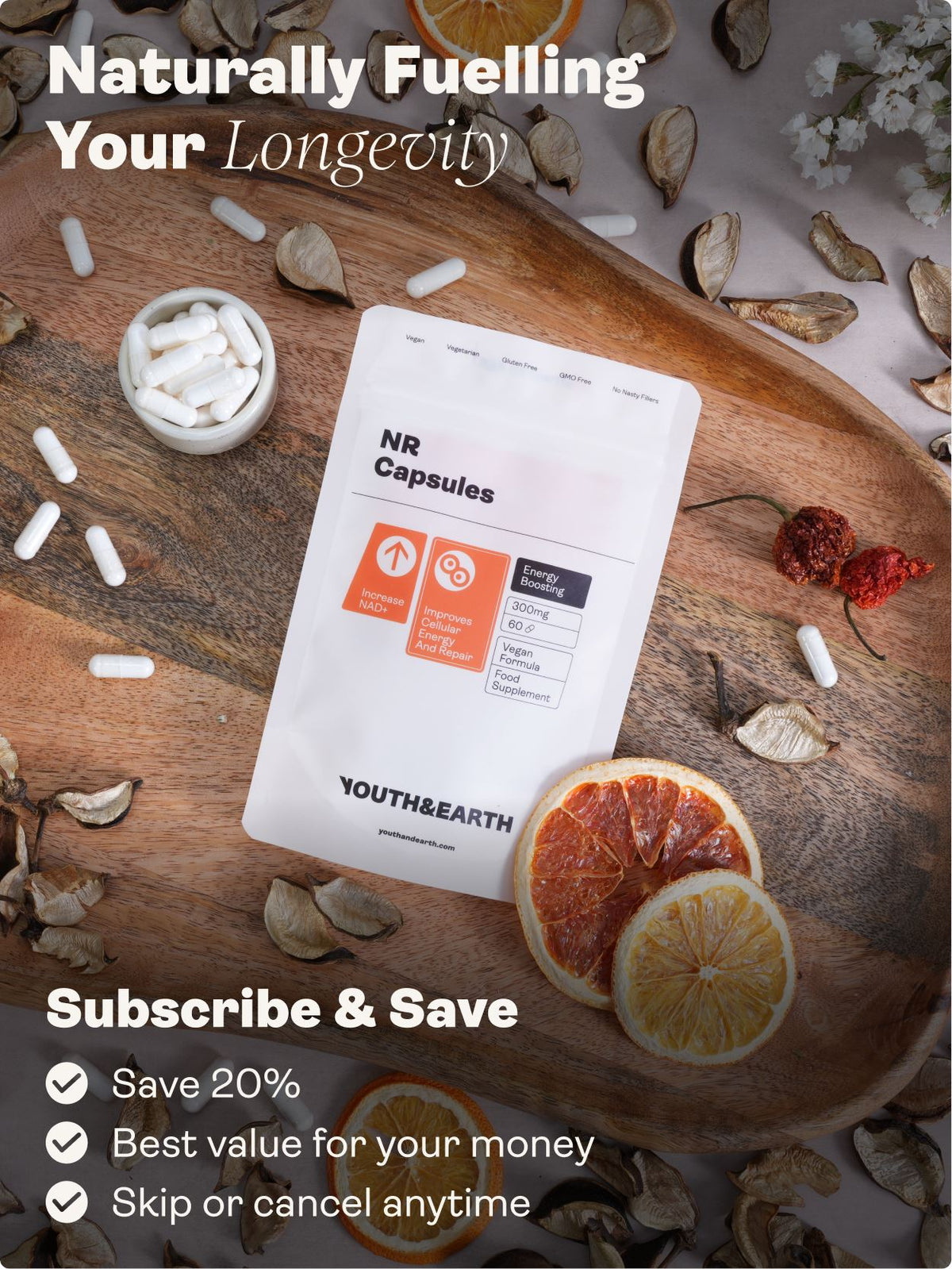 NR Capsules 60 Capsules (300mg) - Youth & Earth UK Store -