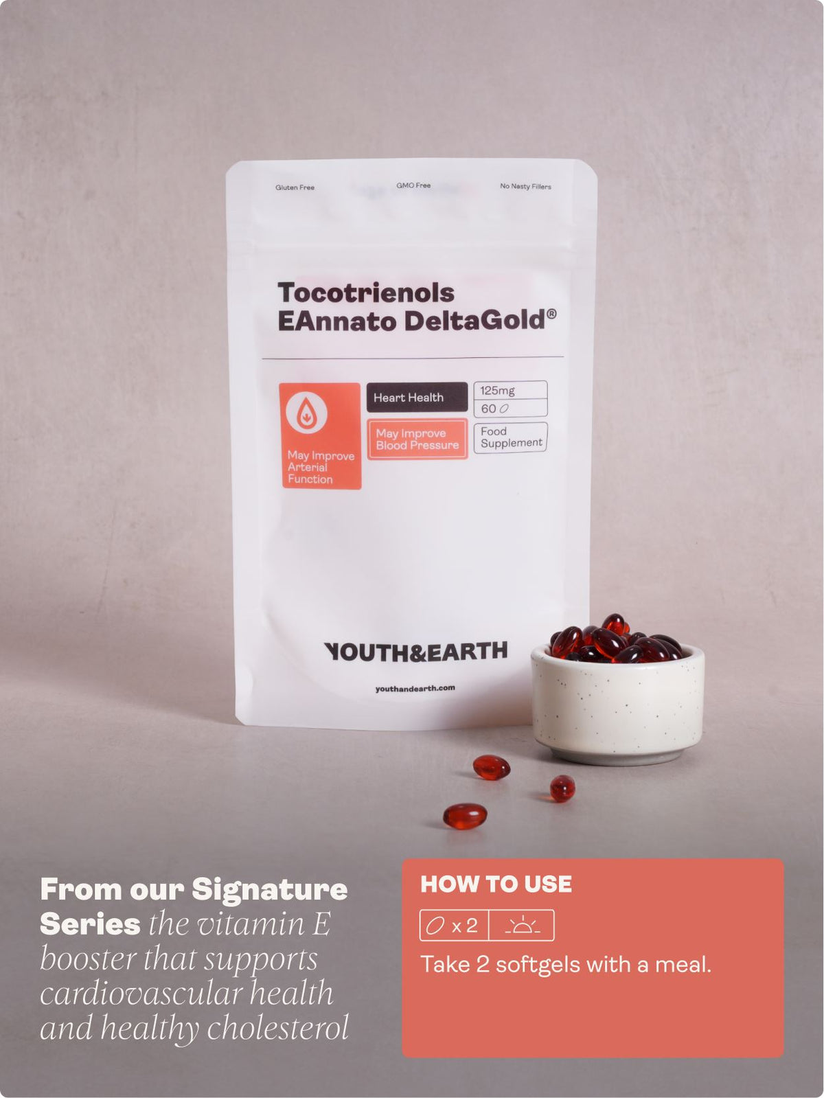 Tocotrienols EAnnato Delta Gold 125mg, 60 Softgels - Youth & Earth UK Store -