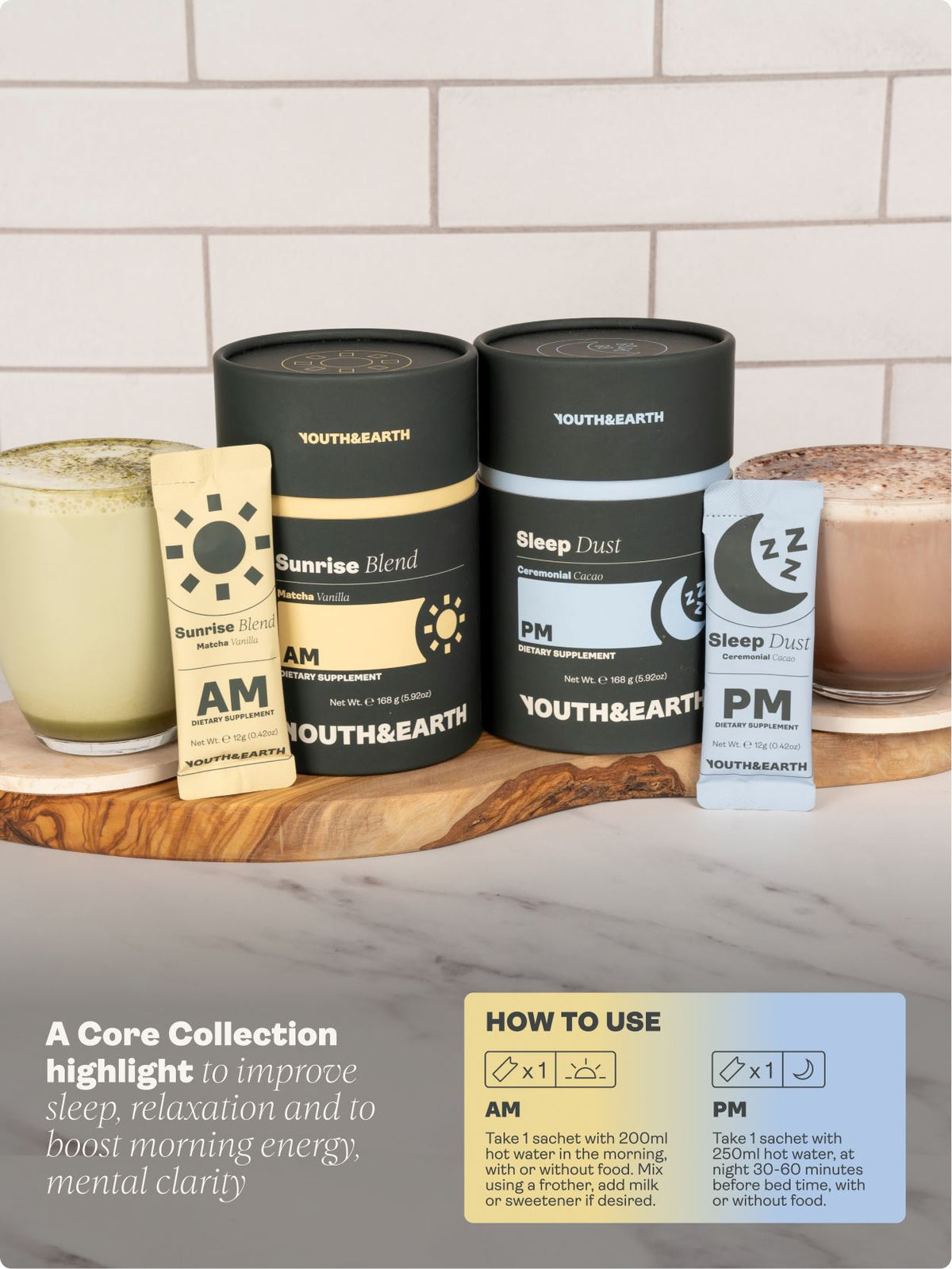 AM: Sunrise Blend &amp; PM: Sleep Dust - Bundle - Youth &amp; Earth UK Store - 