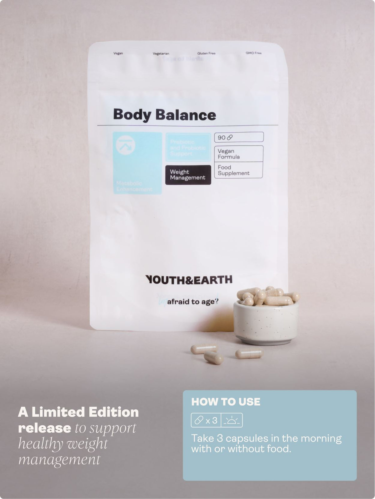 Body Balance - Weight Management Formula, 90 Capsules - Youth &amp; Earth UK Store - 