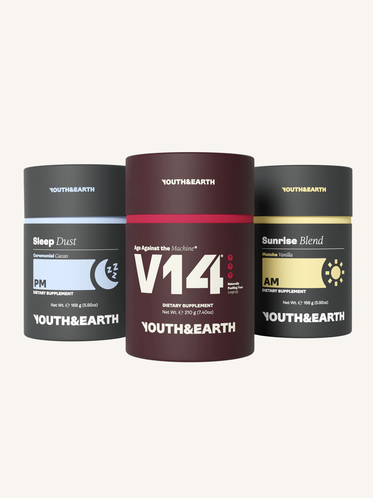 Complete System Bundle (AM: Sunrise Blend + PM: Sleep Dust + V14 Longevity Reds) - Youth &amp; Earth UK Store - 