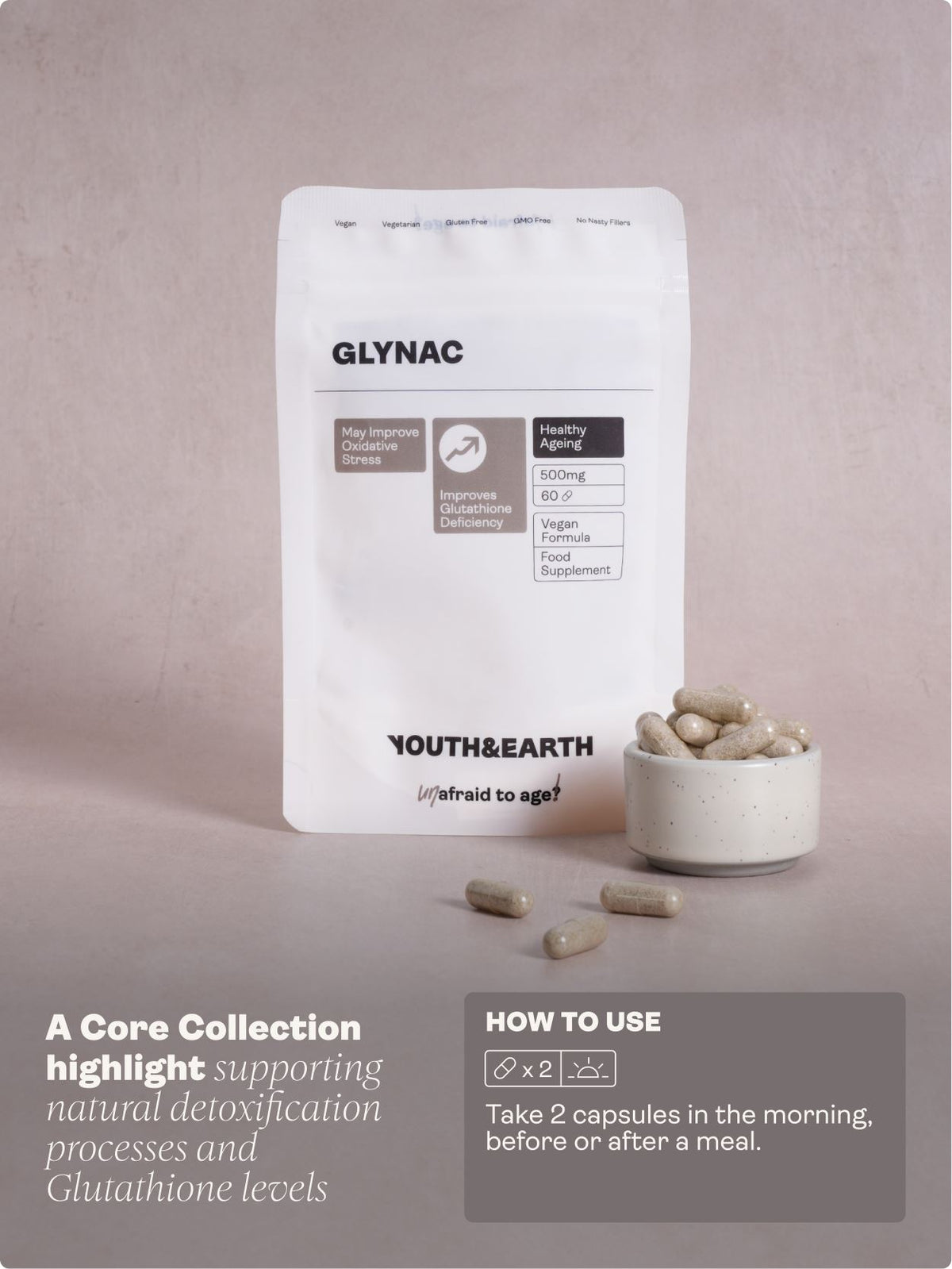 GLYNAC – 500mg, 60 Capsules - Youth &amp; Earth UK Store - NAC &amp; Glycine