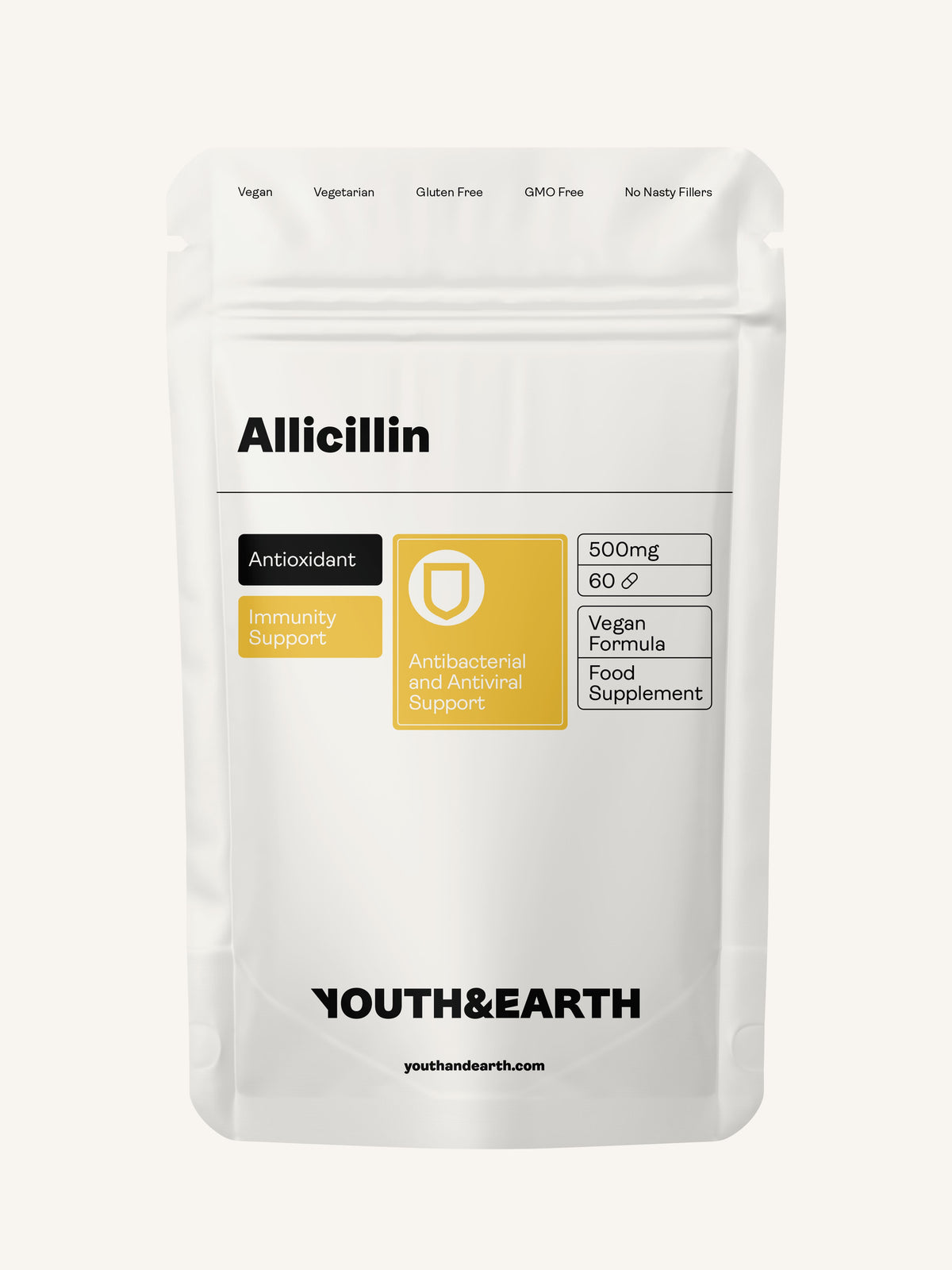 Garlic Extract (Allicillin) Extra Strength, 60 capsules (2 months supply) - Youth &amp; Earth UK Store - 