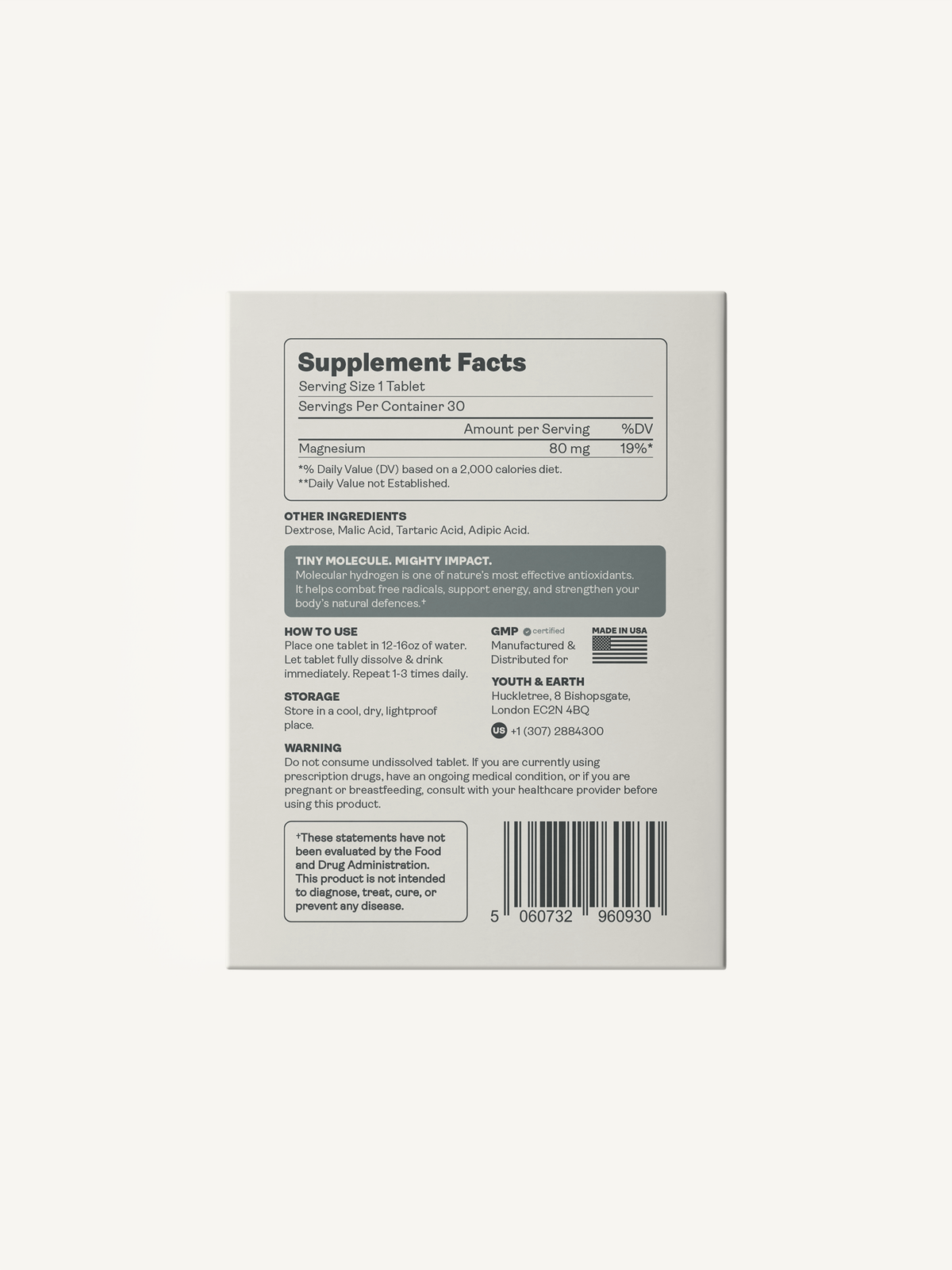 Molecular Hydrogen (Hydrogen Water) Tablets - Youth &amp; Earth UK Store - 