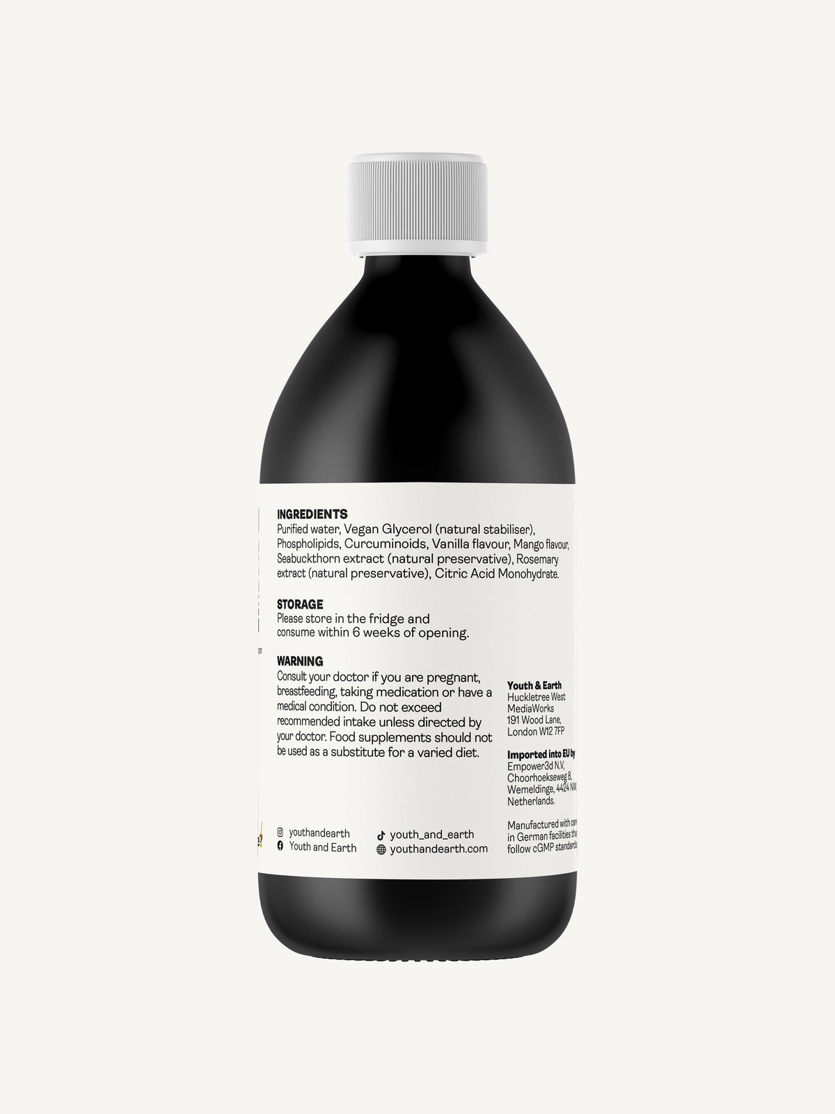 Liposomal Curcumin 200mg – Vanilla &amp; Mango Flavour, 250ml - Youth &amp; Earth UK Store - Liposomal Curcumin