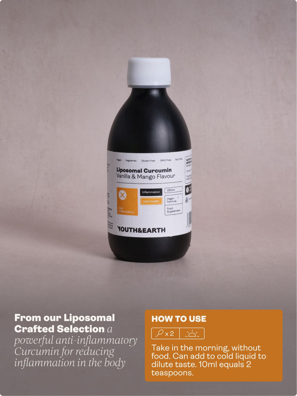 Liposomal Curcumin 200mg – Vanilla &amp; Mango Flavour, 250ml - Youth &amp; Earth UK Store - Liposomal Curcumin