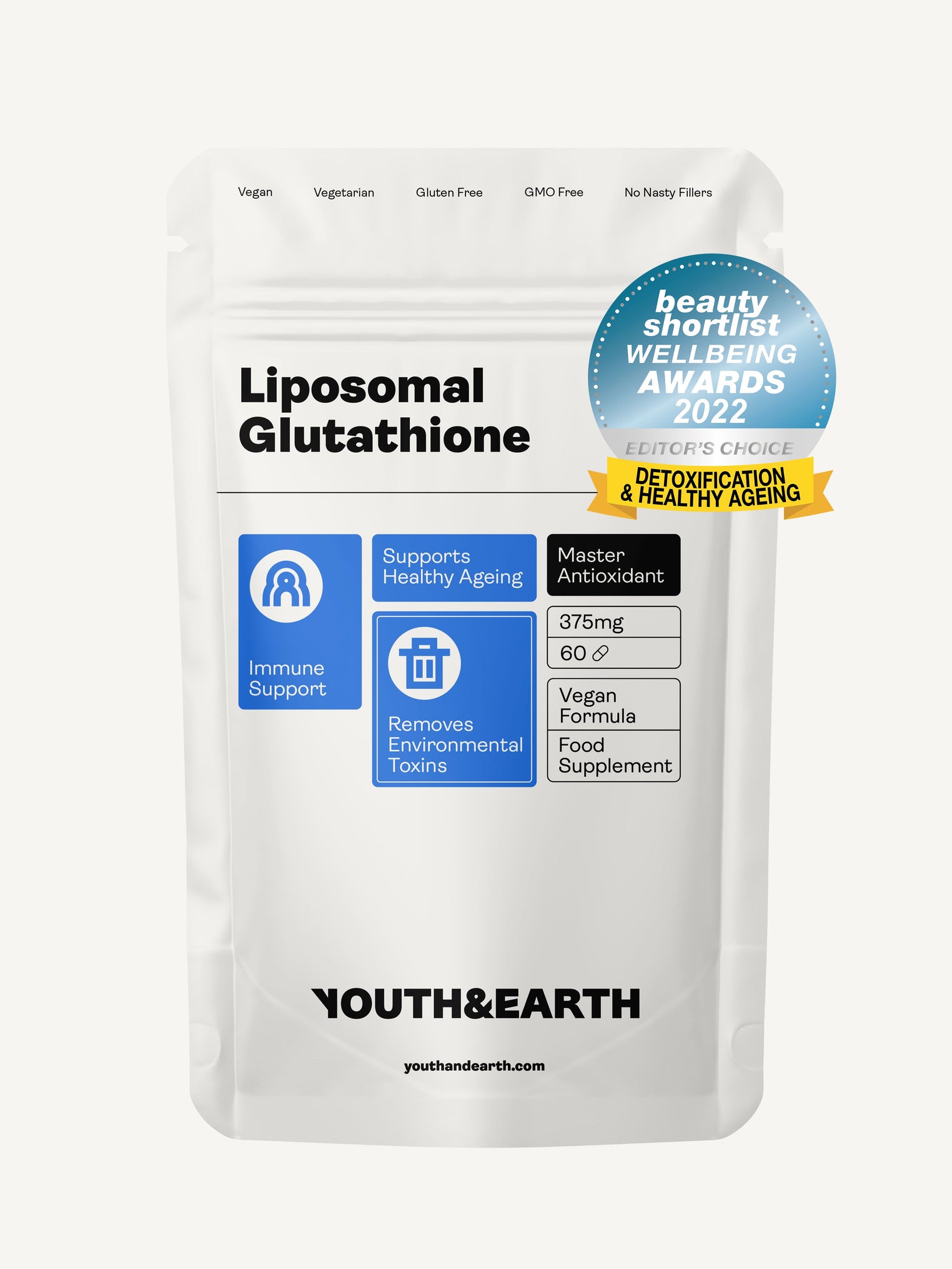 Liposomal Glutathione – 375mg, 60 Capsules - Youth & Earth UK Store - Skin & Hair