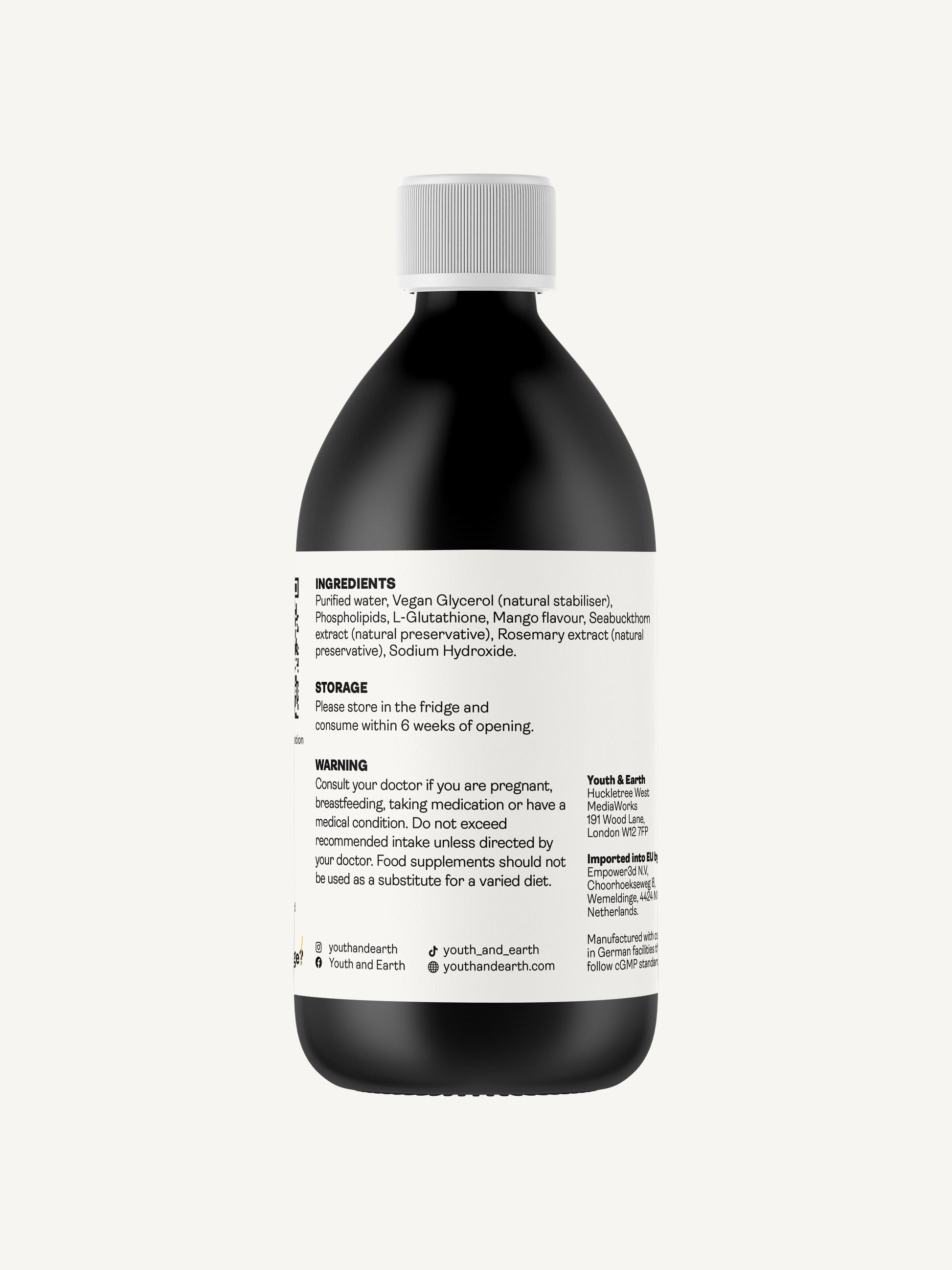 Liposomal Glutathione 400mg – Mango Flavour, 250ml - Youth & Earth UK Store - Liposomal Products