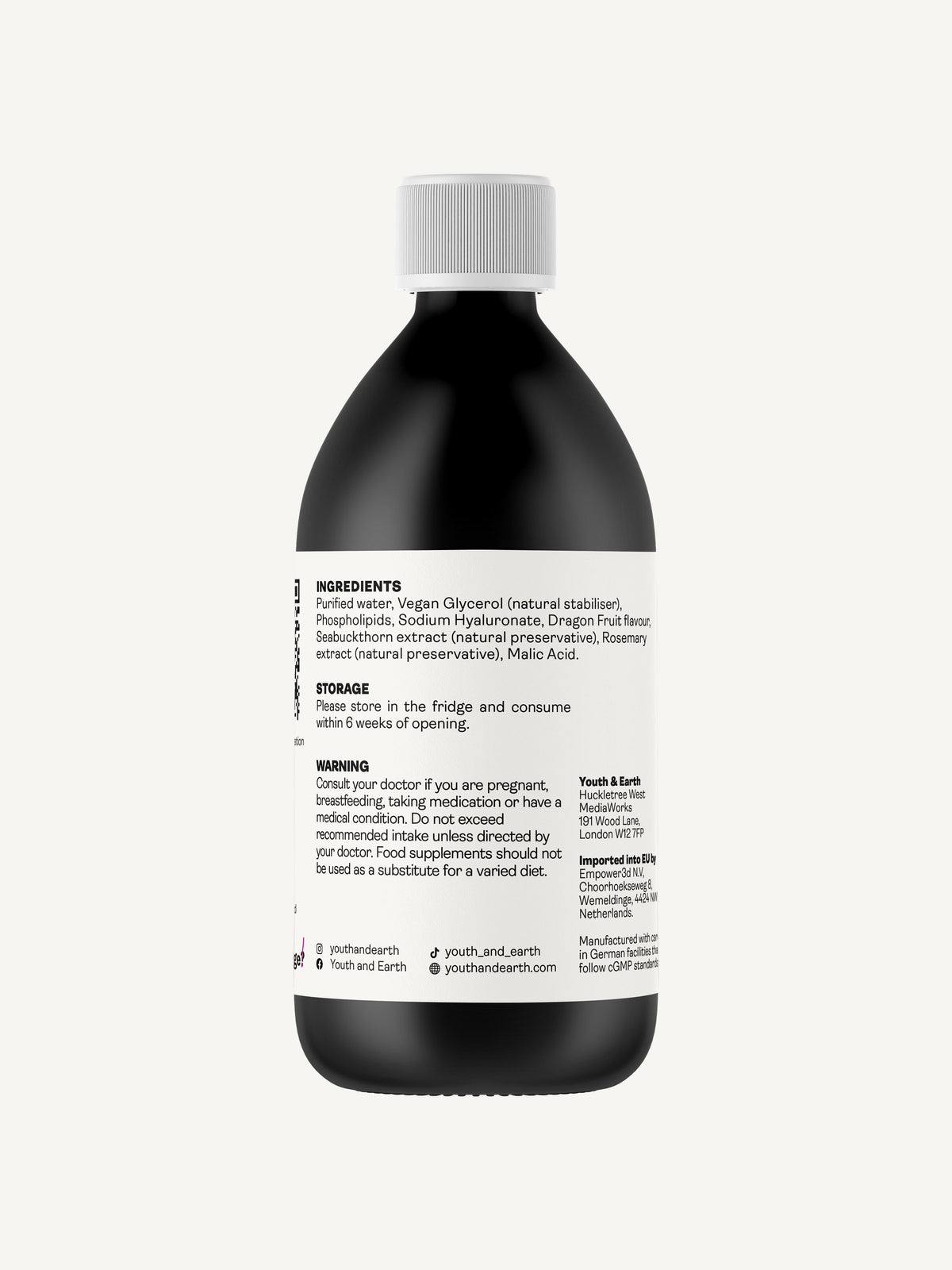 Liposomal Hyaluronic Acid 100mg – Dragon Fruit Flavour, 250ml - Youth &amp; Earth UK Store - Liposomal Products