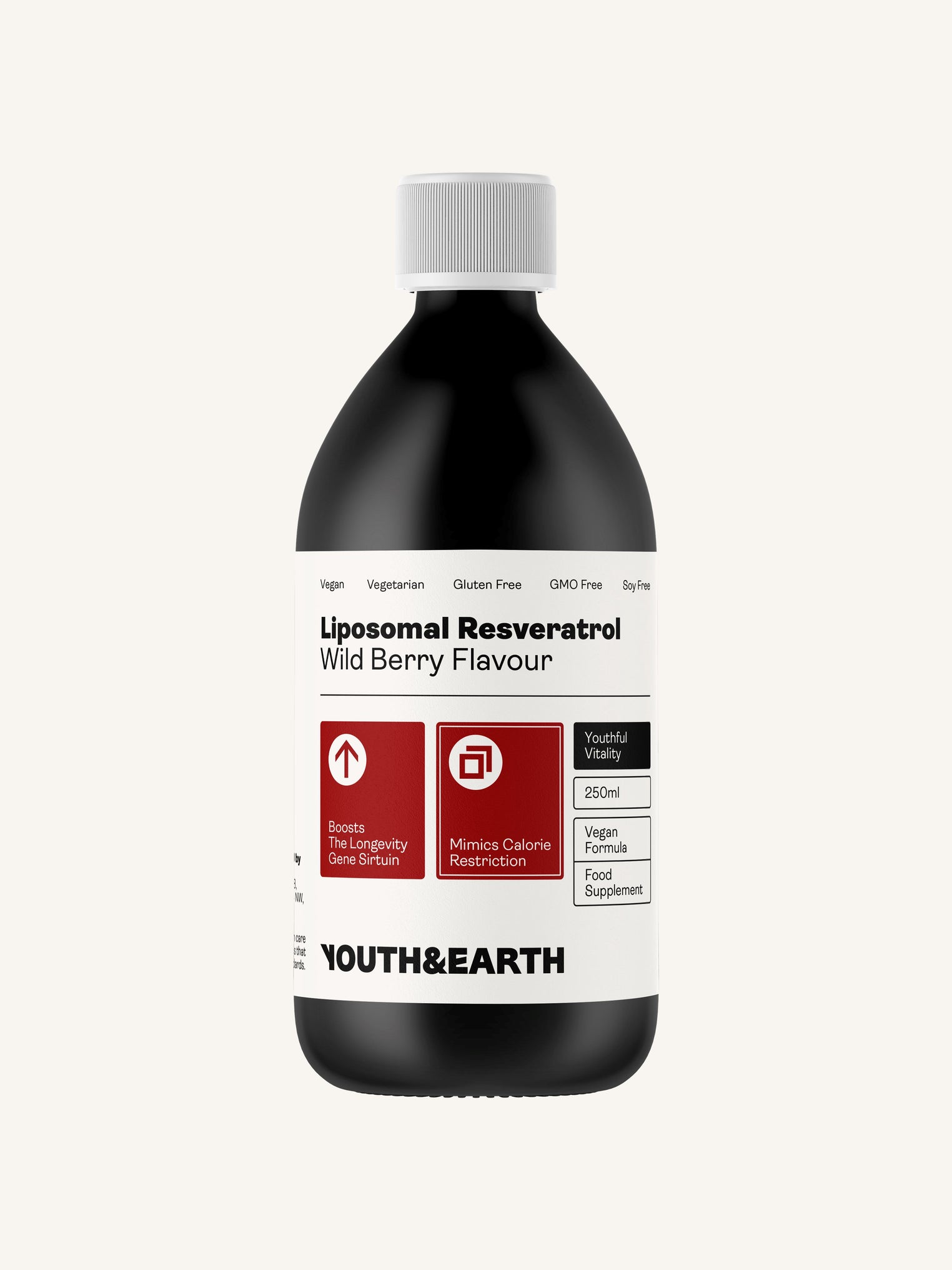 Liposomal Resveratrol 200mg (Wild Berry Flavour, 250ml) - Youth & Earth UK Store - Vitamins & Supplements