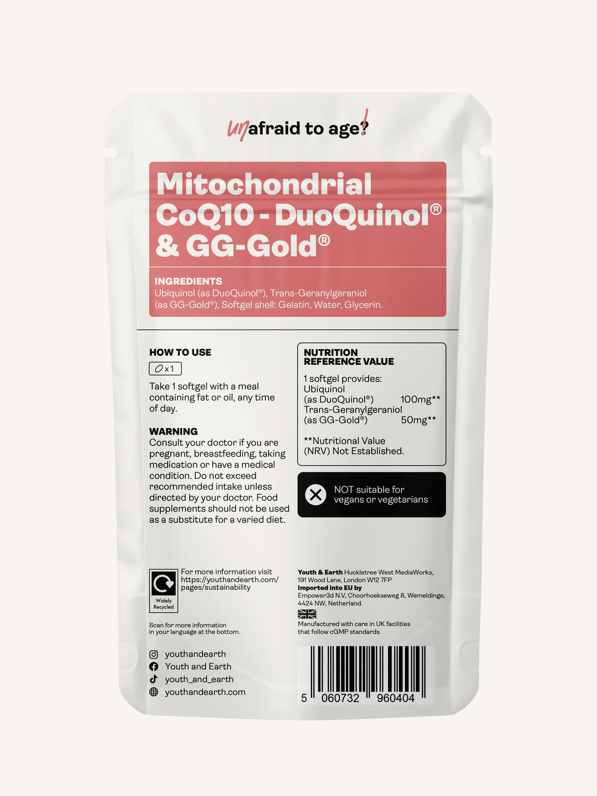 MITOCHONDRIAL CoQ10 (DuoQuinol® &amp; GG-Gold®) Supplement - Youth &amp; Earth UK Store - 