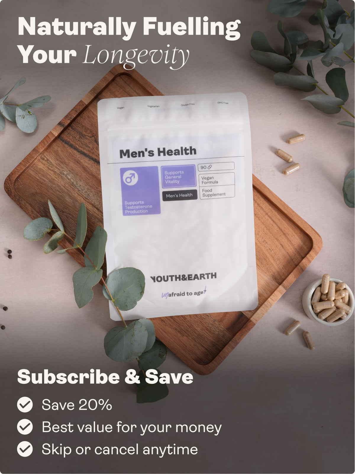 Men&#39;s Health - 90 Capsules - Youth &amp; Earth UK Store - 