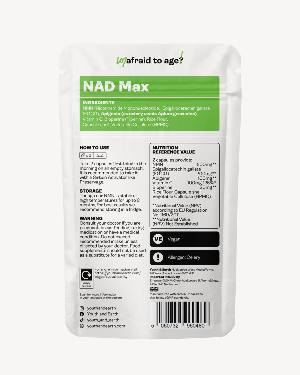 NAD Max - 460mg, 60 Capsules - Youth &amp; Earth UK Store - 