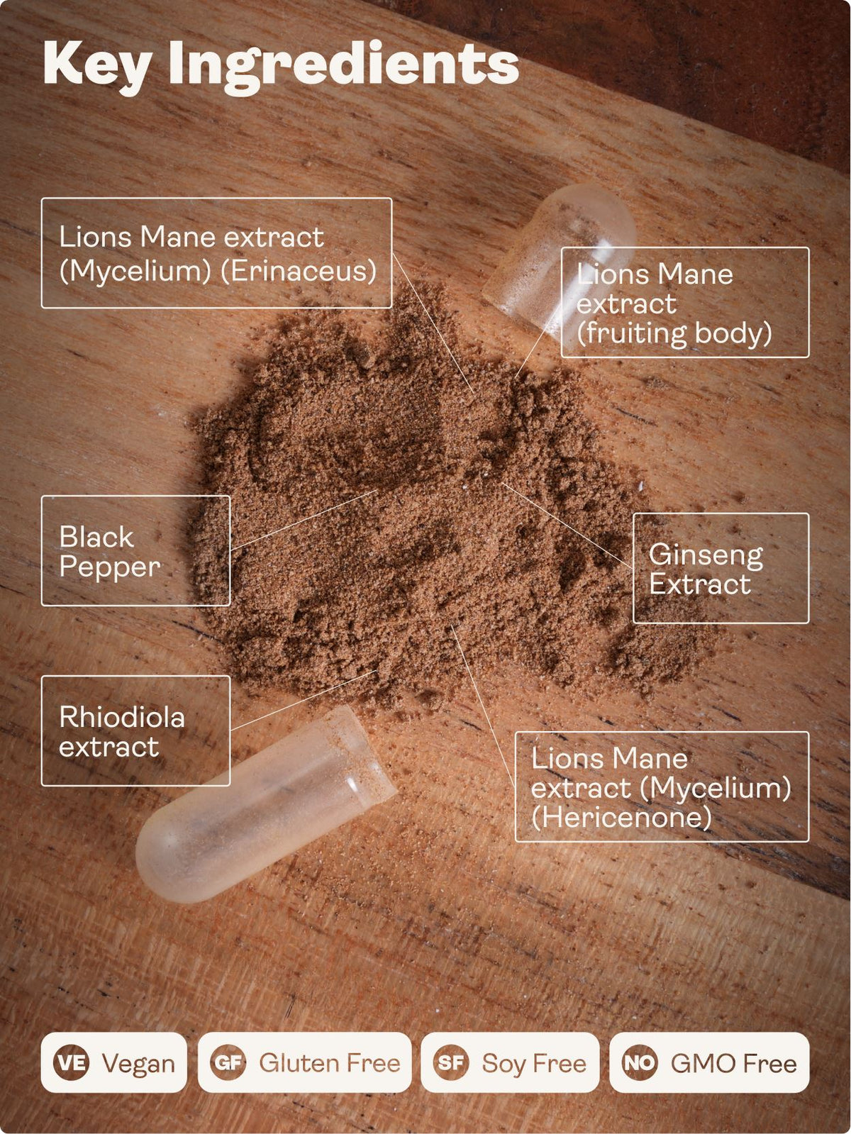 Nerve Growth Factor (Lion's Mane Erinacines, Hericenones , Rhodiola, Ginseng, Bioperine) – 500mg, 60 Capsules - Youth & Earth UK Store - 