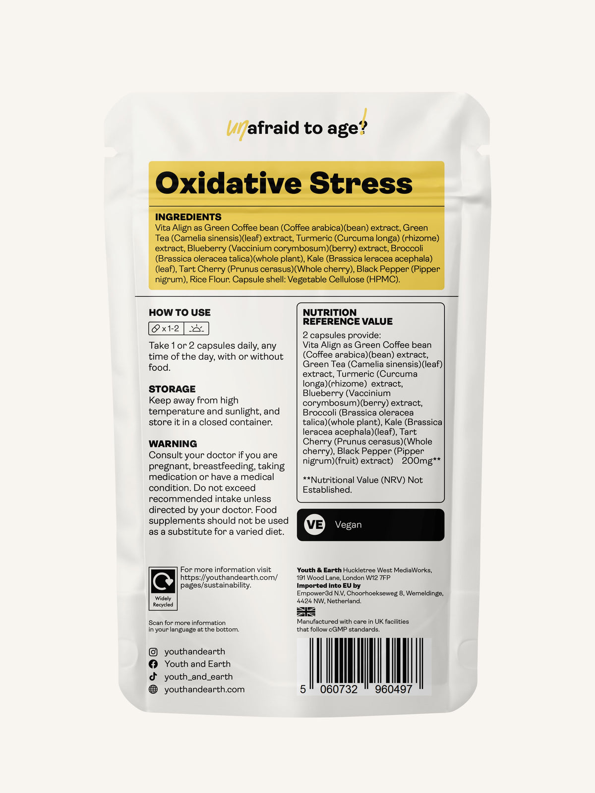 Nitric Oxide (Oxidative Stress) 100mg, 60 Capsules - Youth &amp; Earth UK Store - 