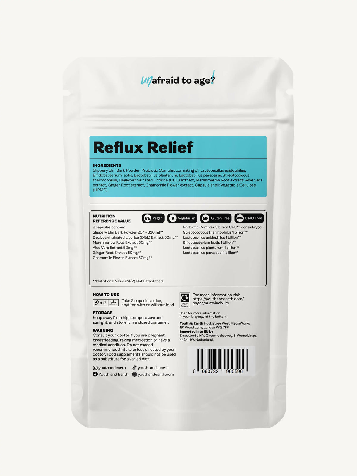Reflux Relief - 60 Capsules - Youth &amp; Earth UK Store - 