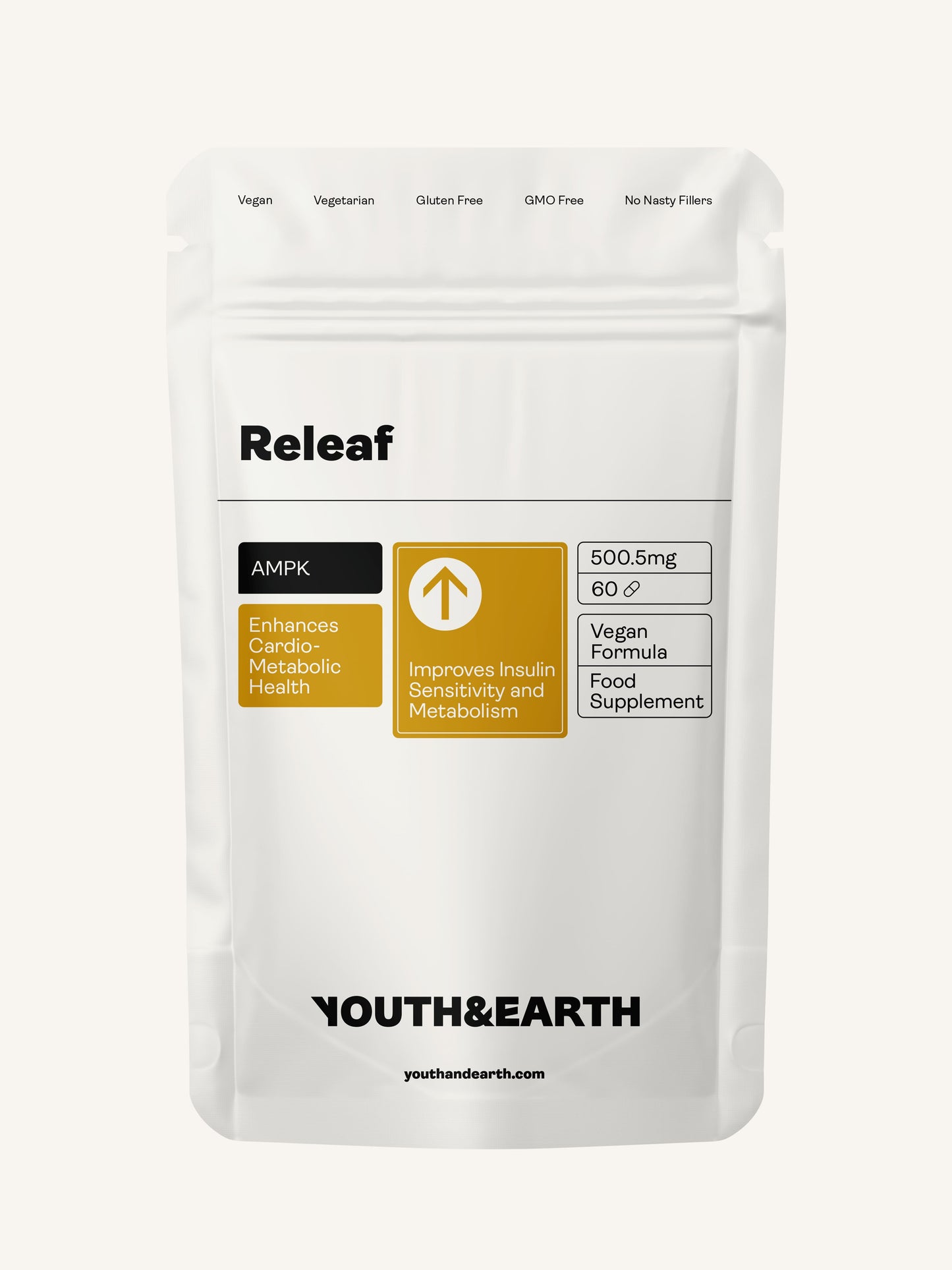 Releaf (Berberine, Silymarin, Chromium Picolinate) 500.5mg, 60 Capsules - Youth & Earth UK Store - Blood Sugar Support