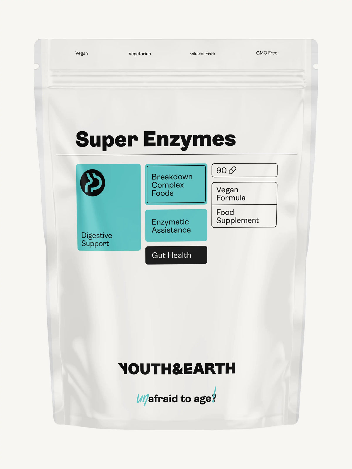 Super Enzymes - 90 Capsules - Youth &amp; Earth UK Store - 