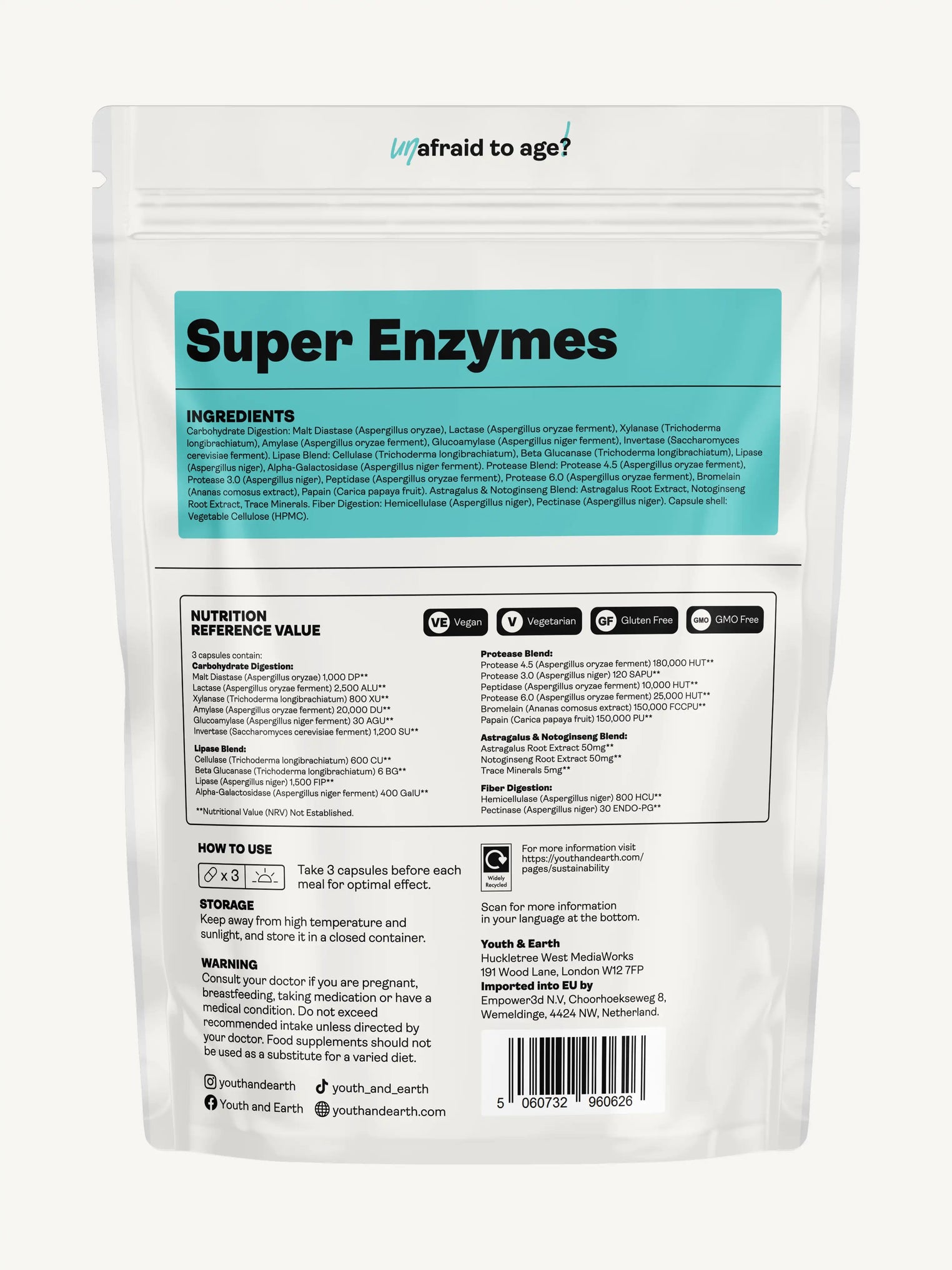 Super Enzymes - 90 Capsules - Youth & Earth UK Store - 