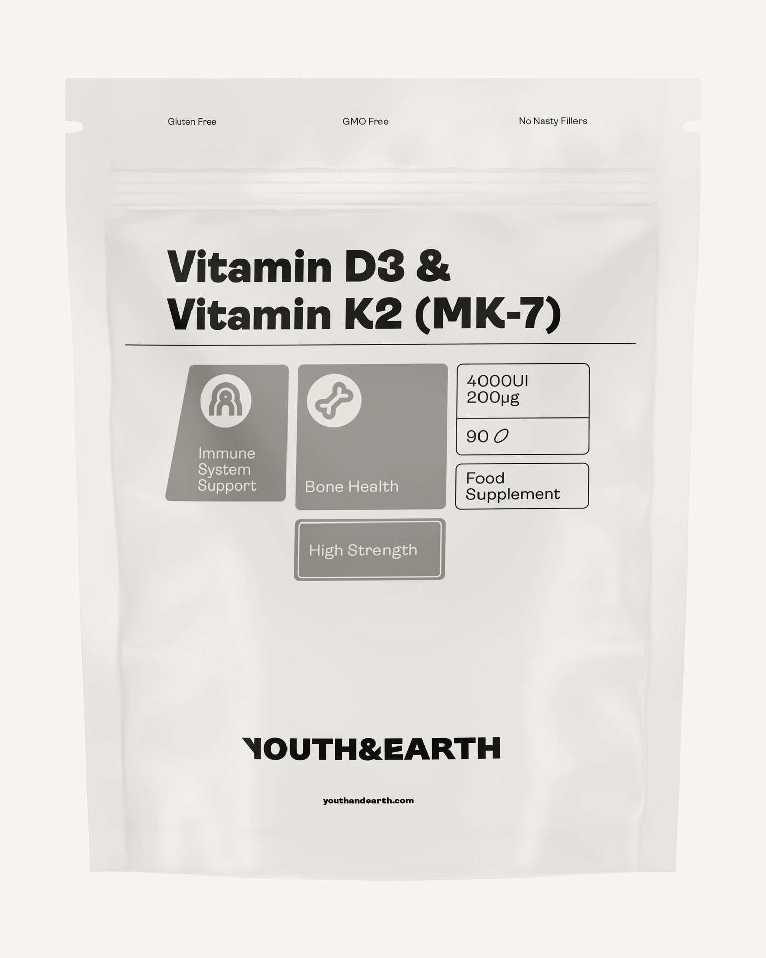 Vitamin D3 4000UI + K2 200mcg - Youth & Earth UK Store - 