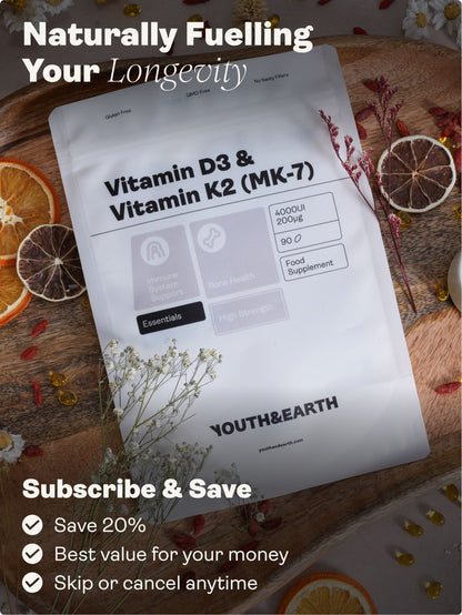 Vitamin D3 4000UI + K2 200mcg - Youth & Earth UK Store - 