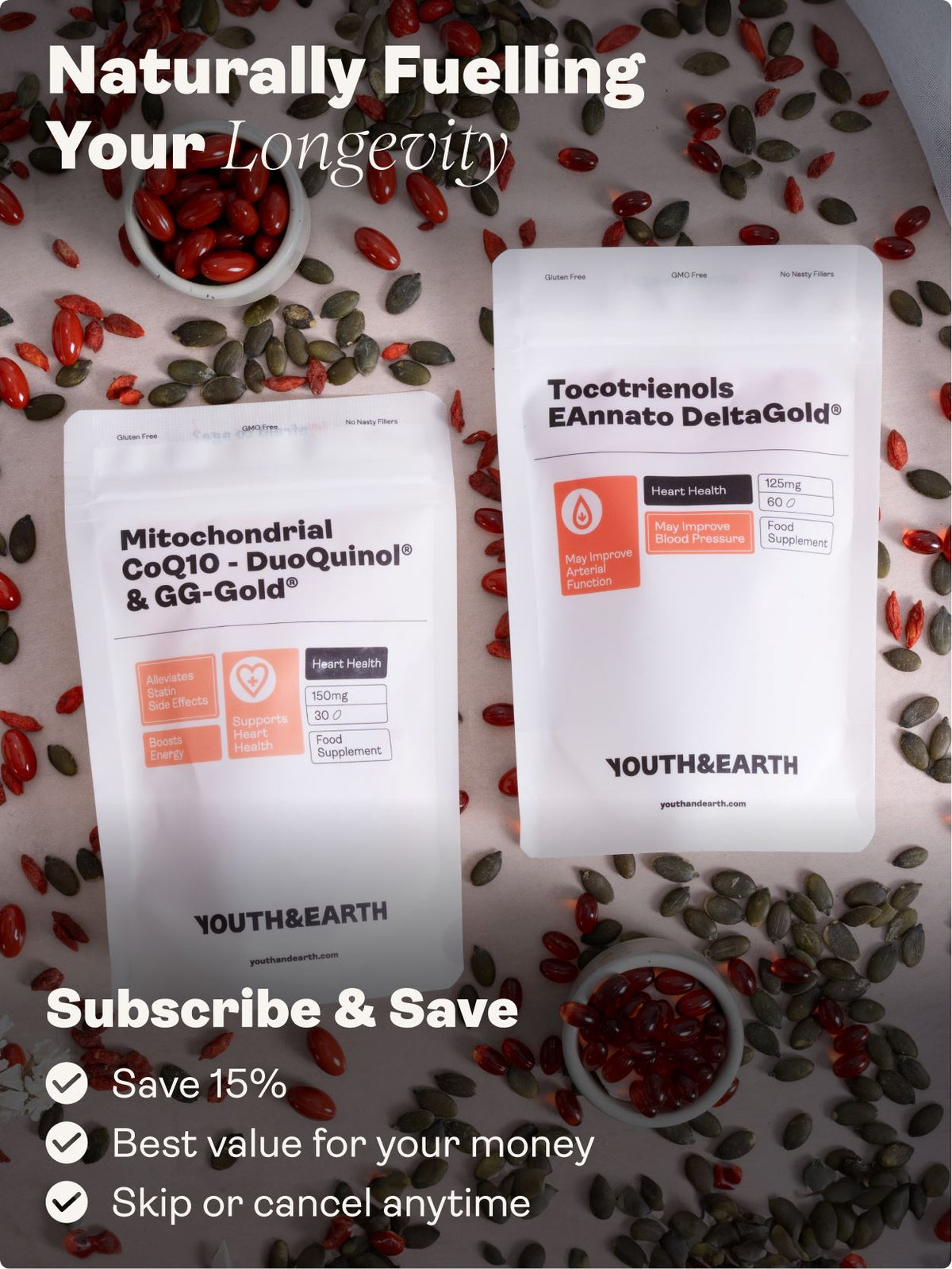 Anti-Cholesterol Bundle (Mitochondrial CoQ10 &amp; Tocotrienols) Youth &amp; Earth 