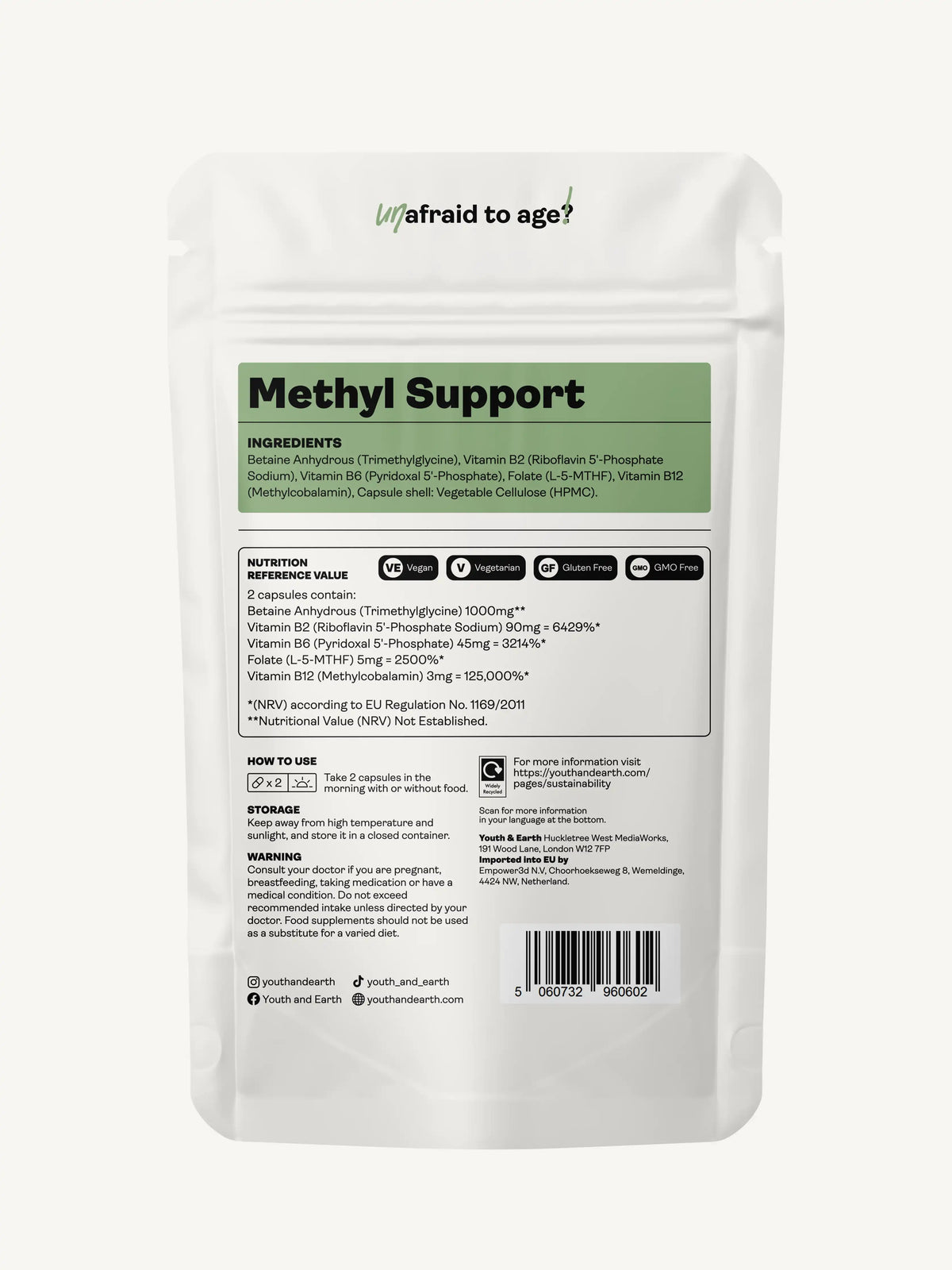 Methyl Support 5,148mg x 60 Capsules youthandearth 