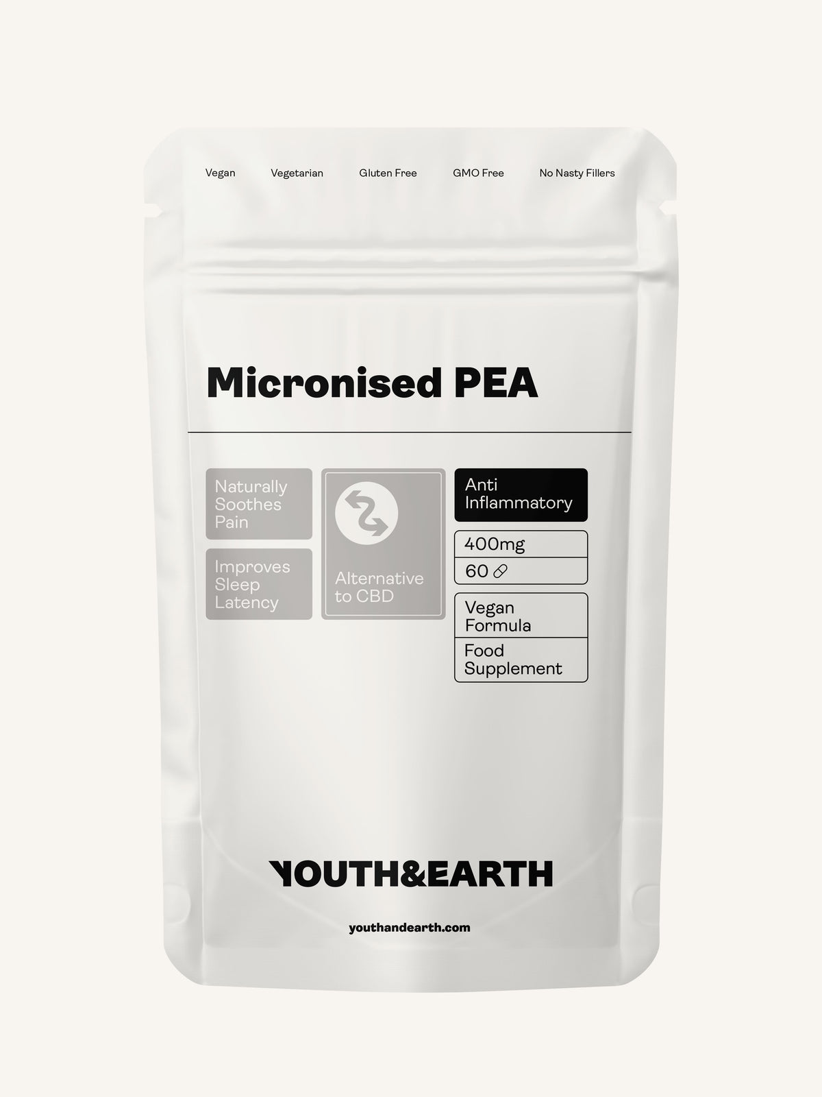 PEA (Palmitoylethanolamide) Micronised – 400mg x 60 Capsules Vitamins &amp; Supplements Palmitoylethanolamide 
