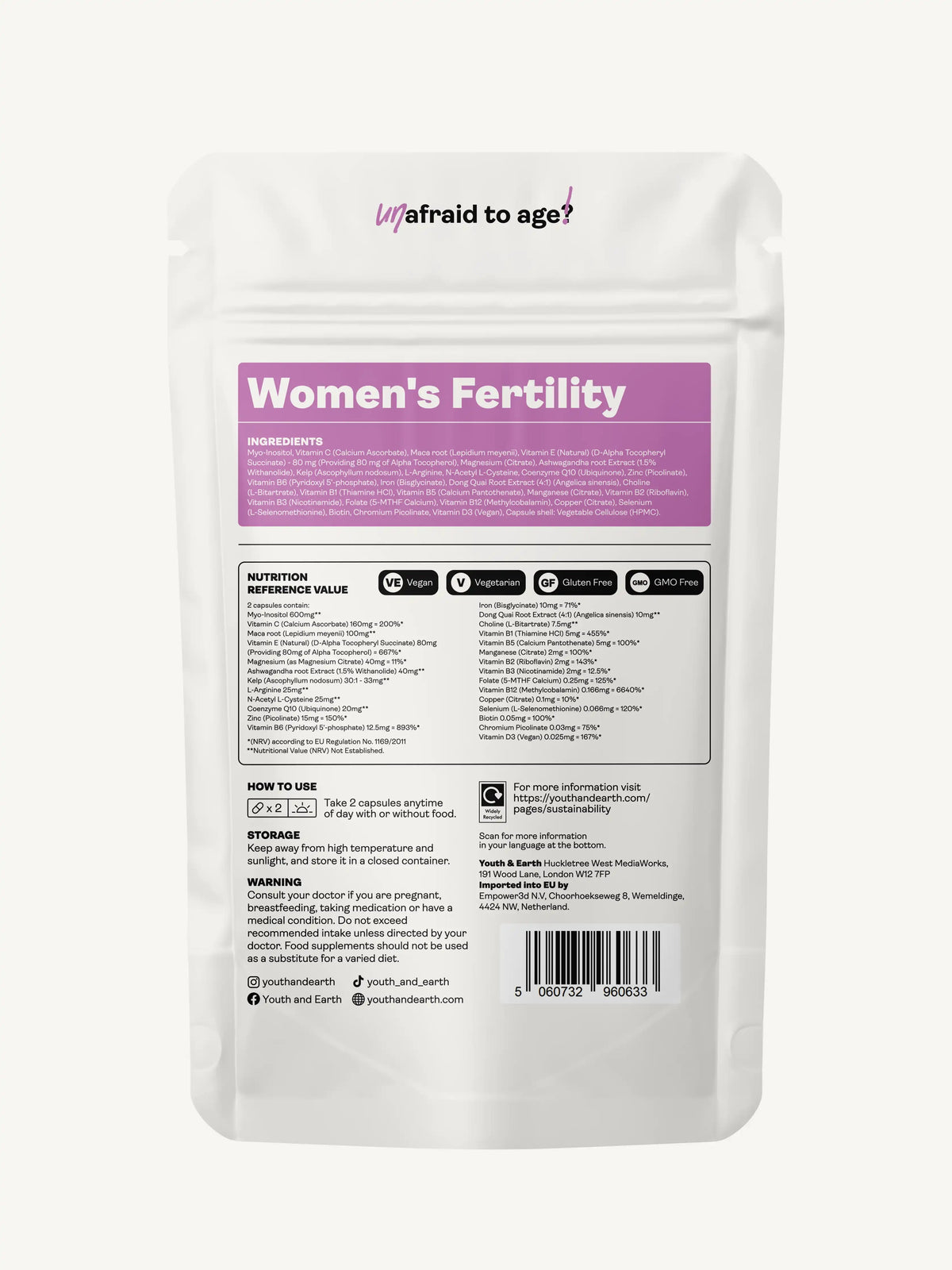 Women&#39;s Fertility 60 Capsules youthandearth 